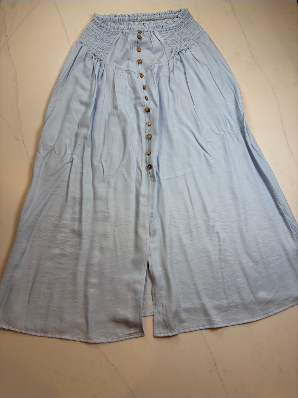 Light Blue Button-Front Women's Skirt